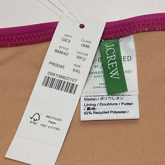 J Crew Hallie Bikini Bottom Fuchsia Pink Size XXL BM642 High Rise Mid Cut Leg - Picture 6 of 7